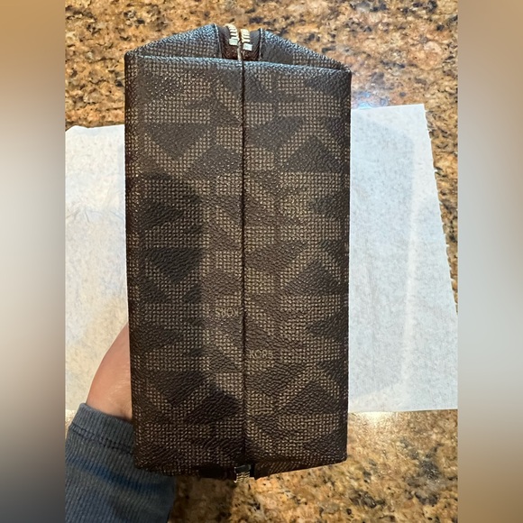 Michael Kors Dark Brown MK Logo Cosmetic Case with Gold Plaque - Picture 4 of 9